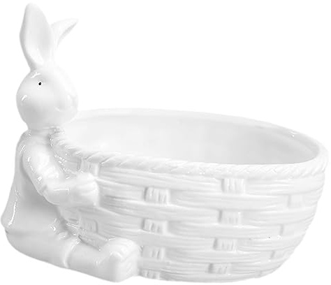 BESTonZON Pot de Fleurs Céramique Forme de Lapin pour Jardin Décoratif pour Cactus et Plantes Pot Porcelaine Blanche
