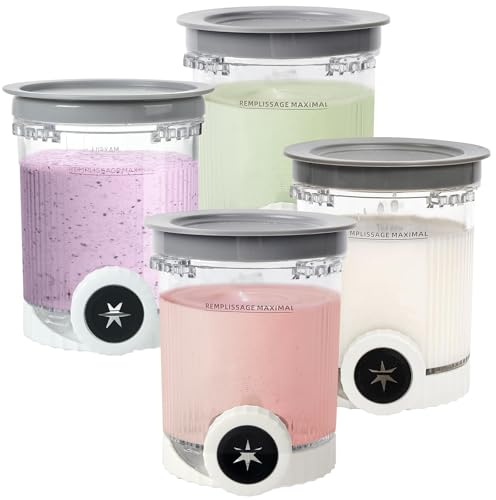 Ninja Creami Swirl Pints & Lids Set – 4PCS Ice Cream Containers Compatible with NC700 NC701 NC701Q CN701CO, BPA-Free, Freezer & Dishwasher Safe, Reusable Storage Cups for Homemade Desserts