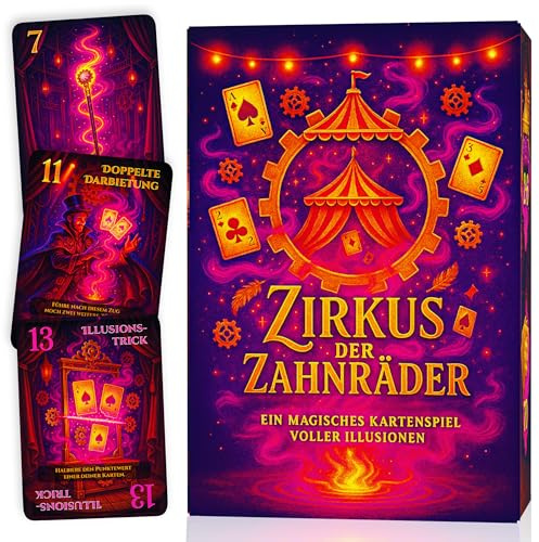 CoupleClub Zirkus der Zahnräder Kartenspiel - Kartenspiele für Erwachsene - Karten Spiele für Erwachsene, Spiele zu zweit für unterwegs, Kartenspiel für 2 Personen, Geschenk, Reisespiel