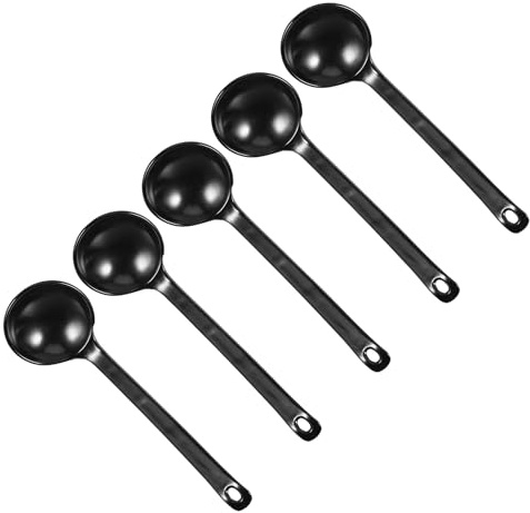 Suppenlöffel im Japanischen Stil 5 Stück, Schwarz | Ergonomischer Griff, Glatt Polierte Oberfläche, Angenehm in Hand