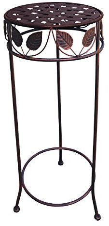 PrimoLiving Metall Blumenhocker/Beistelltisch Shabby Antik-Look braun rund Gr. L (P-05880)