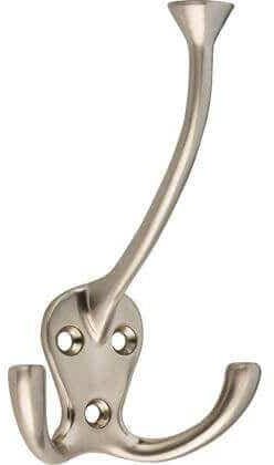 Decohooks Robe, Satin Nickel | Hat and coat hook; three prong design; door and wall mountable; single; fixings included; includes screws.