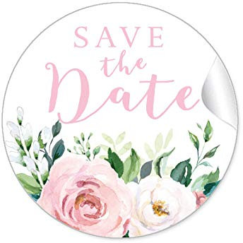 24 STICKER Hochzeit SAVE THE DATE • BOHO HIPPIE STYLE BLÜTEN ROSEN BLÄTTER GRÜN ROSA WEIß • Gastgeschenk Etiketten Hochzeit Tischdeko Flaschen Tüten Briefe Einladungen Geburtstag • 4cm rund matt