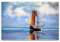 Startonight Bild auf Acrylglas - Orangefarbenes Segelboot Glasbilder - Landschaft Modernes Acrylglasbild - Deko Glas 60 x 90 cm