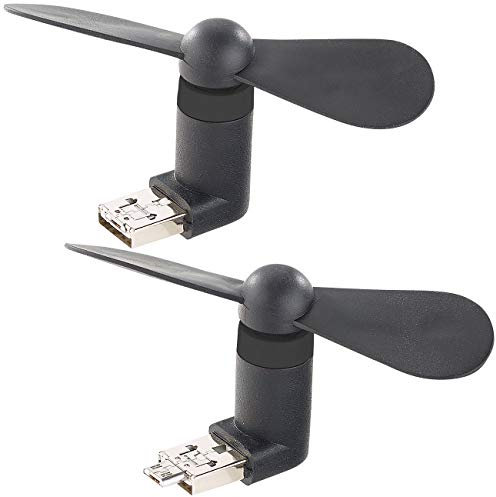 Callstel Handy Ventilator: 2er-Set Mini-Ventilatoren, USB & Micro-USB-Stecker für PC & Co. (Gadget, Miniventilator, Tischventilator)