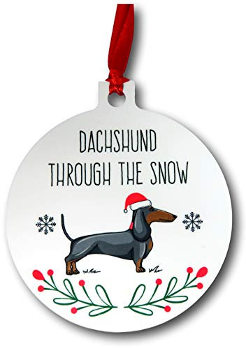 Dachshund through the snow Christmas Decoration | sausage dog present |dog decoration | Tree Decoration | Housewarming present Keepsake | tree ornament
