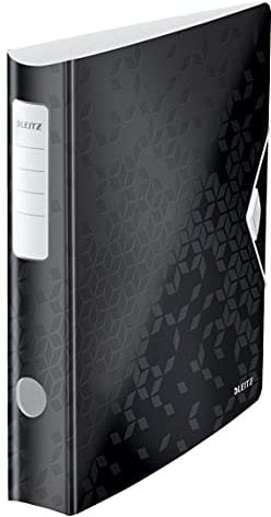 Leitz Qualitäts-Ordner 180° Active WOW, A4, Schmal, Abgerundeter Rücken, 6,5 cm breit, Gummibandverschluss, Leichtes Polyfoam, Plastik-Ordner, WOW Serie, Schwarz, 11070095