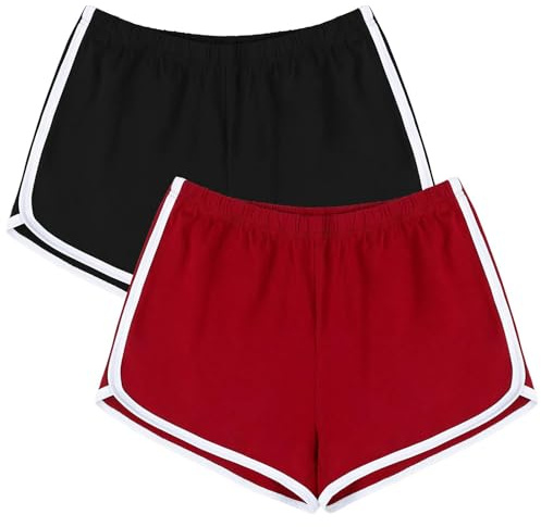 URATOT 2-pack sportshorts i bomull yoga dans korta byxor sommar atletiska shorts