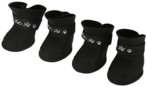 4 Stück Welpen Hunde rutschfeste wasserdichte Silikon Regenschuhe Stiefel Pfoten Abdeckung Gummi wasserdichte rutschfeste Silikon Galoschen(M schwarz)