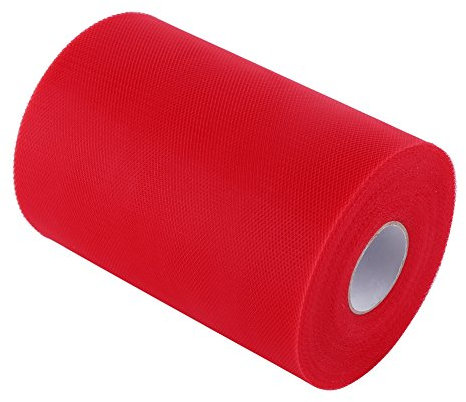 100 m, 15 cm, Basteln, Dekoration für Hochzeit, Tüll, Rolle, Kleidung, Strickstoff, zum Nähen (C17, leuchtendes Rot)