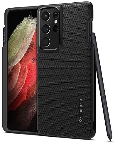 Spigen Liquid Air P Hülle Kompatibel mit Samsung Galaxy S21 Ultra (S-Pen Nicht inklusive) - Schwarz
