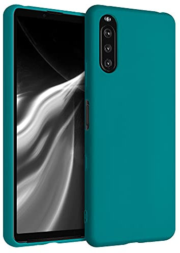 kwmobile Hülle kompatibel mit Sony Xperia 10 III Hülle - weiches TPU Silikon Case - Cover geeignet für kabelloses Laden - Petrol matt