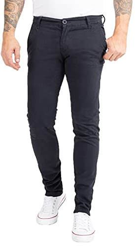 Indumentum Herren Chino Hose Slim Fit Chinohose Herrenhose Baumwolle Designer Hose Chinos Business Hose Stretch Männer Hose IS-305 Dunkelblau W38 L32