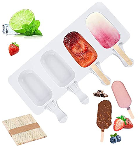 Moldes de Helado, Juego de Moldes para Polos, Molde de Helado de Silicona, Reutilizable Mini Moldes de Congelador, Molde para Helados caseros, sin BPA, para Postre, Chocolate, Bricolaje