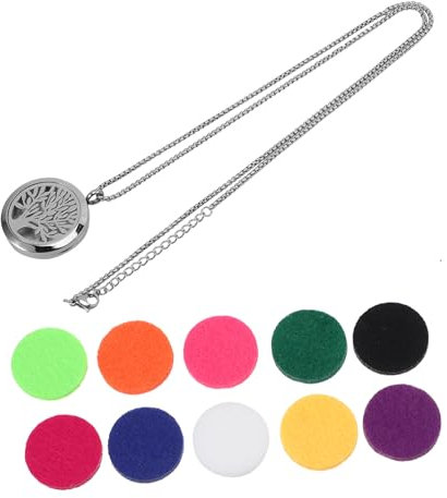 EXCEART Essential Oils Diffuser 1 Pack Aromatherapy Essential Oil Diffuser Necklace Hollow Out Tree Pattern Design Stainless Steel Pendant Jewelry for Women (Style 1) Womens Necklace