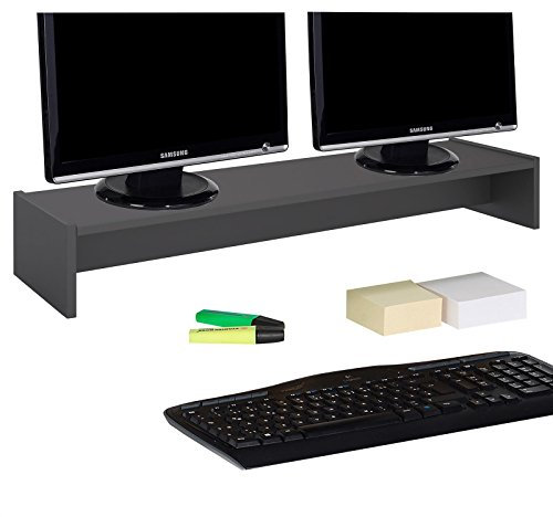 IDIMEX Support d'écran d'ordinateur Screen, réhausseur pour Deux moniteurs ou Un Grand écran Dimensions 100 x 15 x 27 cm, en mélaminé Gris Mat