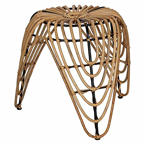 piolo Rafia Rattan Beistelltisch in Natur/Schwarz, 53 x 52 cm aus hochwertigem Rattangeflecht, stylisches Highlight in Ihrem Wohnzimmer