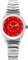 Excellanc Damen-Uhr Edelstahl Zugband 19cm ⌀ 28mm 14mm breit silberfarbig rot Luminazeiger gut lesbar 24 Std Anzeige