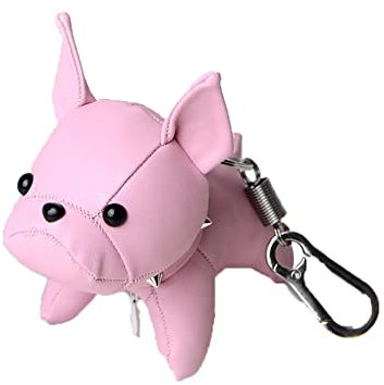 ihreesy Bulldogge Schlüsselhalter,PU Leder Schlüsselring Kreative Niedlich Tier Schlüsselbund Anhänger Hund Anhänger Schlüsselanhänger Familien Freund Partner Geschenk,Rosa