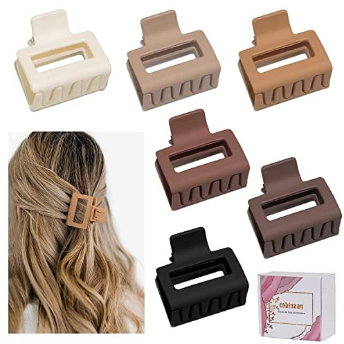Haarklammern für Damen und Mädchen, 5,1 cm, matt, rechteckig, kleine Haarklammern für dünnes/mitteldickes Haar, rutschfeste Clips (warme Farbe)