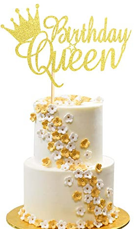 Arthsdite Décoration de gâteau d'anniversaire « Happy Birthday » - Décoration de gâteau d'anniversaire - Fournitures de décoration de fête pour femme - Paillettes dorées