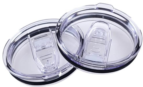 AICMEI 2 Replacement Lids for Stainless Steel Tumbler Travel Cup - Fits of Inner Diameter 3.7 to 3.74 INCH, Spill Proof Splash Resistant Lids Covers (Transparent) (30 OZ)