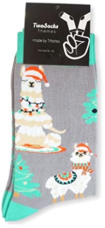 TwoSocks Weihnachtssocken Alpaka Socken Weihnachtssocken Damen und für Herren Weihnachtssocken Unisex One Size (Weihnachts-Alpaka)