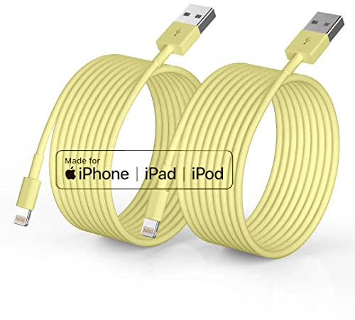 iPhone Charger, [Apple MFi Certified] 2Pack 6ft Fast Lightning Charger Cable for Long iPhone Cord, Apple Charging Cord Cord for iPhone 12/11 Pro/11/XS MAX/XR/8/7/6s/6/5S/SE iPad/Air Original Yellow