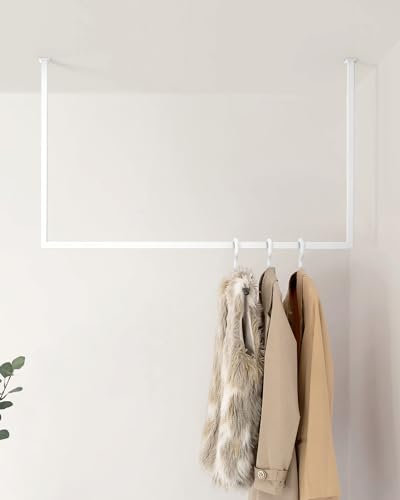 Rubi - Asta appendiabiti rettangolare con montaggio a soffitto, antigraffio, antiurto e antiurto, 60 x 60 cm
