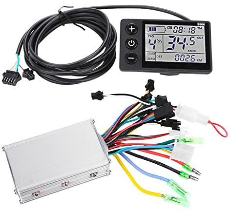 Focket wasserdichte Motor Brushless Controller und LCD Display für Geschwindigkeit, 24V 48V einstellbar Elektrofahrrad Scooter Brushless Controller Kit für Elektrofahrrad Scooter (24V/36V 350W)