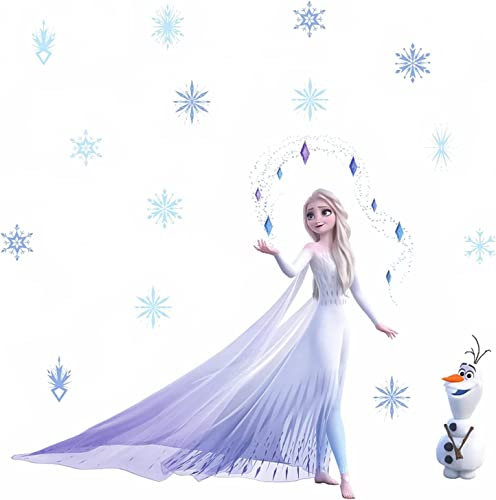 Elsa Wandtattoo Prinzessin Elsa Wandsticker Anna Wandaufkleber Gefrorener Wandaufkleber Frozen Wanddeko 30cm×60cm für Kinderzimmer Babyzimmer Schlafzimmer Wanddekoration