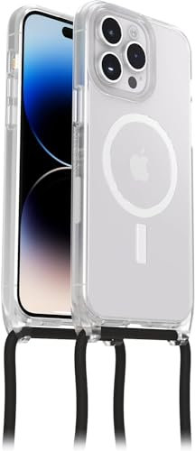 Otterbox Funda React Necklace con MagSafe para iPhone 14 Pro MAX, Ultra Fina, Funda Protectora con cordón para Cuello Ajustable y Desmontable, Testada según los Estándares Militares, Transparente