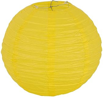 Meisax 10 Stücke Lampions 20cm Rund Papier Lampenschirm Gelb Papierlaterne Classic Bamboo Style Papierlampion für Hochzeitsdeko Geburtstag Garten