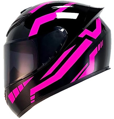 Motorrad Integralhelm DOT Motorrad Touristenhelme Vollvisierhelm Rollerhelm Sturzhelm für Männer & Frauen Tägliches Pendeln (Pink,55~56cm M)