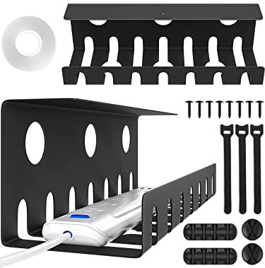 2 unidades debajo del escritorio bandeja de gestión de cables de metal cesta para gestión de cables, sin taladro, organizador de cables de PC para oficina, escritorio, cable oculto, 40,1 x 12 x 12 cm,