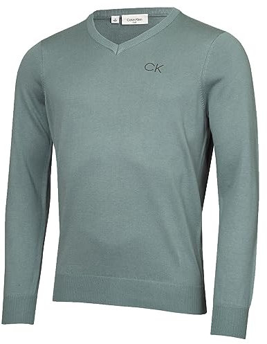 Calvin Klein Mens V-Neck Tour Golf Sweater - Sage - M
