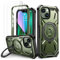 Lanhiem für iPhone 13 Hülle, für iPhone 14 Hülle mit 2 Stück Panzerglas, 360° Ring Ständer Schutzhülle, Militärischer Stoßfest Handyhülle für iPhone 13/14 Case, Grün