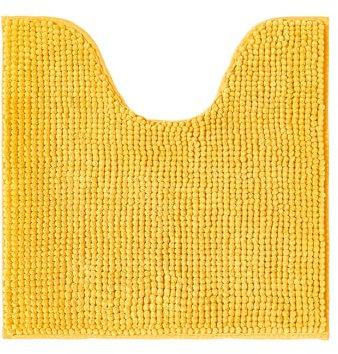 Decomira Badematte rutschfest WC Vorleger mit Ausschnitt | Als Badteppich Set kombinierbar | Badezimmer-Teppich Bad-Vorleger waschbar aus Chenille | Für freistehende Toiletten | Gelb - 45x45 cm