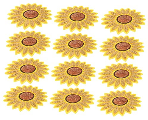 12st Bestickter Aufnäher Mit Sonnenblume Und Pailletten Blumenbeete Nähen Patch-aufkleber Für Kleidung Musterpatch Computeraufkleber Hut Zubehör Stoff Gänseblümchen Applikationen