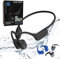 ELYXFUL Cuffie da nuoto a conduzione ossea con Bluetooth e lettore MP3 da 64 GB, Shuffle & Repeat, impermeabile IP68, vestibilità sicura per allenamenti, corsa, ciclismo e nuoto, microfono per