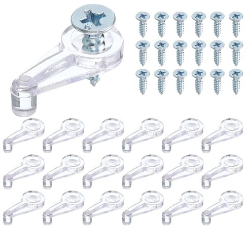 sourcing map Glass Retainer Clips, 0.9 x 0.51 Inch Glass Panel Fixing Clip with Screws for Fixing Glass Cabinet Doors, Clear 50pcs