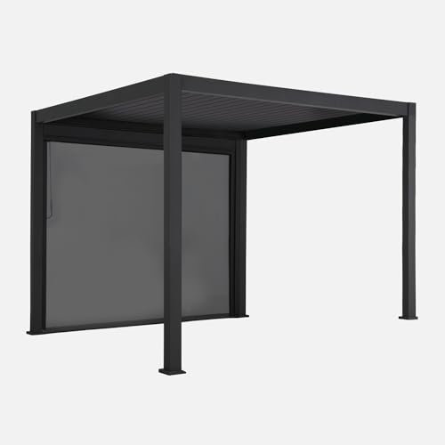 sweeek Pergola bioclimatica 3x3m in Alluminio V2 + Tenda 3x3m, Antracite