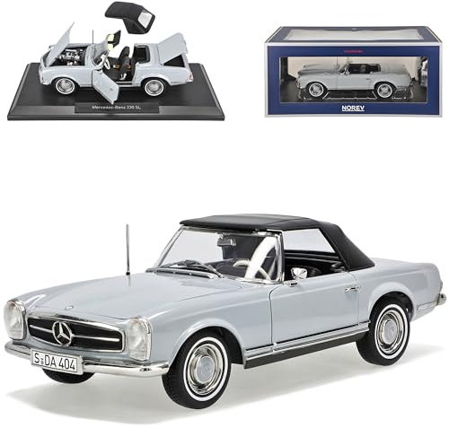 Mercedes-B 230SL Pagode Roadster Grau W113 1963-1971 1/18 Norev Modell Auto mit individiuellem Wunschkennzeichen