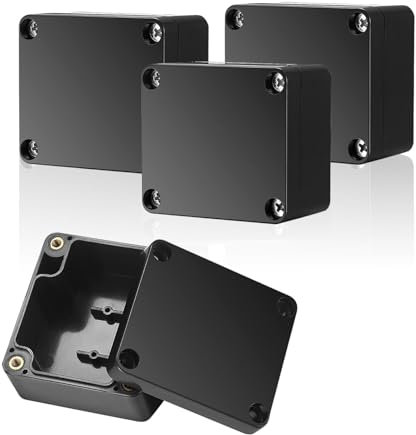 4 Pezzi Scatola di Derivazione, Scatola di Giunzione Esterna, Scatola di Progetto Elettronica, Strumento Scatola di Alimentazione in Plastica per Esterno, Nero, 65 x 58 x 35mm
