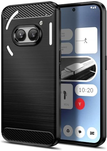 Qiinogow Coque pour Nothing Phone 2A, Étui Mince et Antichoc, Housse Souple en Fibre de Carbone TPU (Noir)