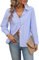 MINTLIMIT Women's Striped Button Down Shirts Long Sleeve Collar Blouses Casual Ladies Shirt Top 2024, Blue