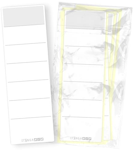 itenga 50x Ordneretiketten Ordnerrückenschild für breite Ordner I Aufkleber für Ordnerrücken selbstklebend aus Haftpapier 6x19cm (weiss)