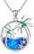 VENACOLY Palme Kette Sterling Silber Opal Baum Pflanze Anhänger Strand Nautischer Muttertag Schmuck Geschenke für Frauen Mädchen