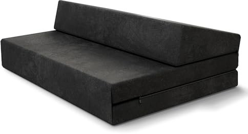 FDM Klappmatratze Suzi 120x200 cm Kaltschaum Gästematratze Höhe 9 cm Härtegrad H3 Öko-Tex Allergikergeeignet Bezug Trinity Waschbar schwarz