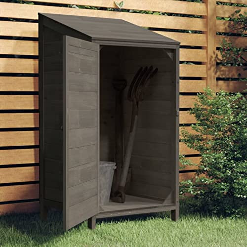 JUDYY Geräteschuppen, Gartenhaus, Gerätehaus, Fahrradgarage, Gartenhütte, Geräte Schuppen, Gartengerätehaus, Anthrazit 55x52x112 cm Massivholz Tanne